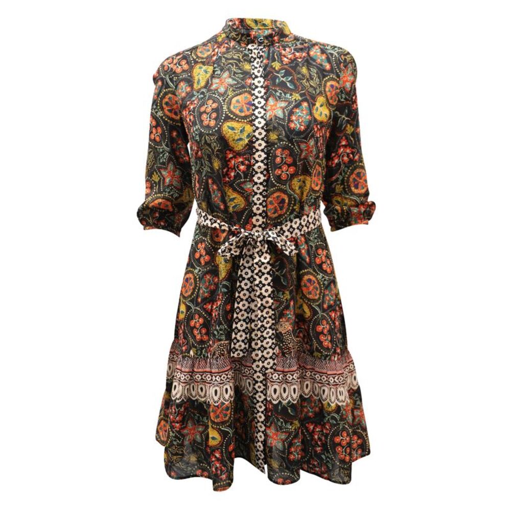 Saloni Tyra with Batik Border Dress in Multicolor Silk